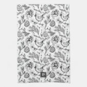 Linge De Cuisine Oiseaux cardinaux blancs, pins et baies d'hiver mo (Vertical)