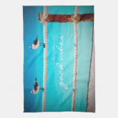 Linge De Cuisine Oiseaux de mer Turquoise Océan Photo Good Vibes (Vertical)