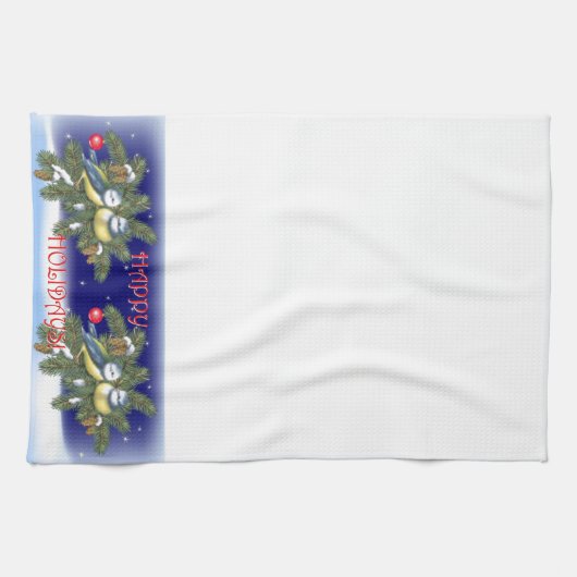 Linge De Cuisine Oiseaux de Noël (Horizontal)