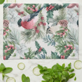 Linge De Cuisine Oiseaux de Noël et pins floraux (Plié)