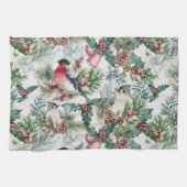 Linge De Cuisine Oiseaux de Noël et pins floraux (Horizontal)