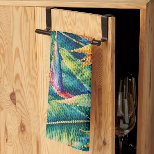 Linge De Cuisine Oiseaux de Paradis de Style Géométrique Botanique (Pliage en tiers)