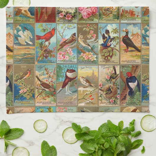 Linge De Cuisine Oiseaux du 19ème siècle des illustrations de (Plié)