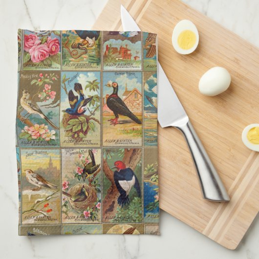 Linge De Cuisine Oiseaux du 19ème siècle des illustrations de (Quart Plié)