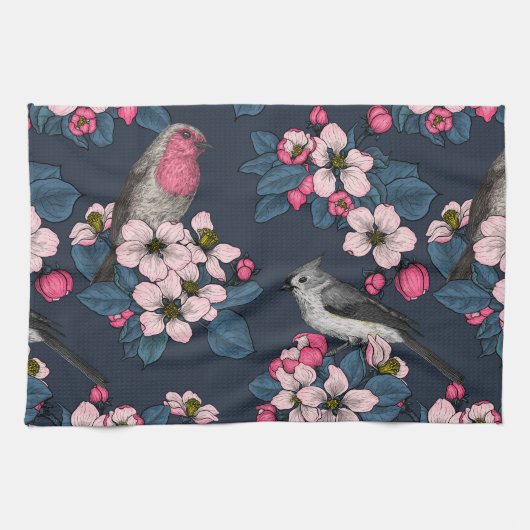 Linge De Cuisine Oiseaux et fleurs (Horizontal)