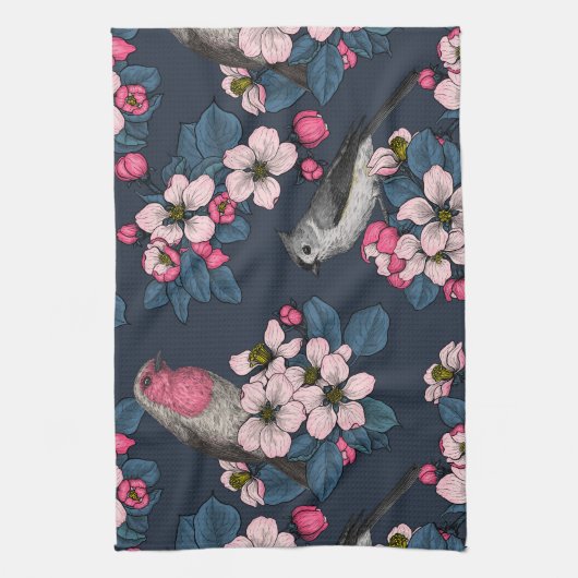 Linge De Cuisine Oiseaux et fleurs (Vertical)