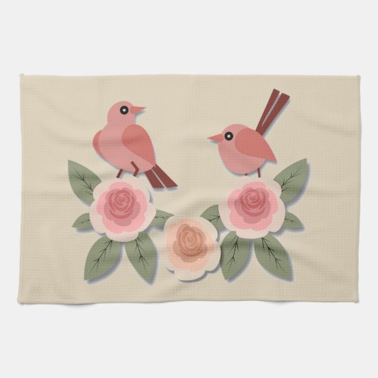 Linge De Cuisine Oiseaux et fleurs (Horizontal)