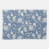 Linge De Cuisine Oiseaux et fleurs Bleu & Crème (Horizontal)