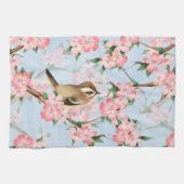 Linge De Cuisine Oiseaux et fleurs. Motif de Spring (Horizontal)