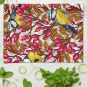 Linge De Cuisine Oiseaux et hanches roses de chien (Plié)