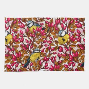 Linge De Cuisine Oiseaux et hanches roses de chien