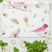 Linge De Cuisine Oiseaux Et Magnolia (Plié)