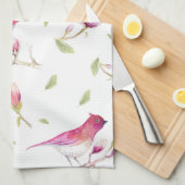 Linge De Cuisine Oiseaux Et Magnolia (Quart Plié)