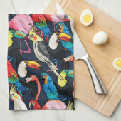 Linge De Cuisine Oiseaux exotiques (Quart Plié)