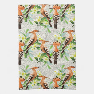 Linge De Cuisine Oiseaux exotiques sur dentelle