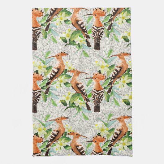 Linge De Cuisine Oiseaux exotiques sur dentelle (Vertical)