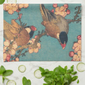 Linge De Cuisine Oiseaux Fleurs Hokusai Art Japonais (Plié)