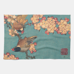 Linge De Cuisine Oiseaux Fleurs Hokusai Art Japonais