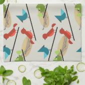 Linge De Cuisine Oiseaux modernes du milieu du siècle (Plié)