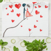 Linge De Cuisine Oiseaux pour la Saint-Valentin (Plié)