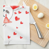 Linge De Cuisine Oiseaux pour la Saint-Valentin (Quart Plié)