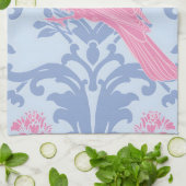 Linge De Cuisine Oiseaux roses mignons sur bleu clair (Plié)