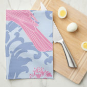 Linge De Cuisine Oiseaux roses mignons sur bleu clair (Quart Plié)