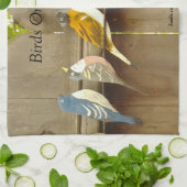 Linge De Cuisine Oiseaux sur une clôture (Plié)