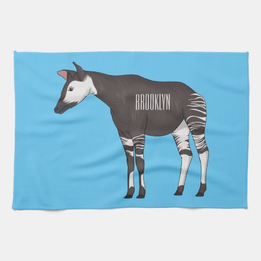 Linge De Cuisine Okapi cartoon illustration (Horizontal)