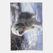 Linge De Cuisine Old English Sheepdog Laisser neiger Noël (Vertical)