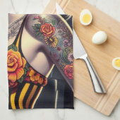 Linge De Cuisine Old School mignonne Goth Girl (Quart Plié)