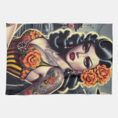 Linge De Cuisine Old School mignonne Goth Girl (Horizontal)