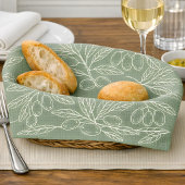 Linge De Cuisine Olive Branch Pattern Sage Green