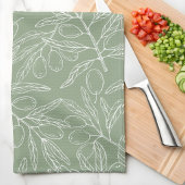 Linge De Cuisine Olive Branch Pattern Sage Green