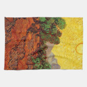 Linge De Cuisine Olive Trees with Yellow Sky and Sun (Horizontal)