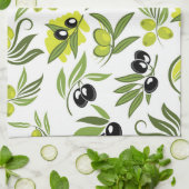 Linge De Cuisine Olives noires (Plié)