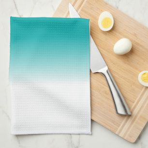 Linge De Cuisine Ombre blanc turquoise noir