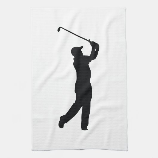Linge De Cuisine Ombre de silhouette noire de golf (Vertical)