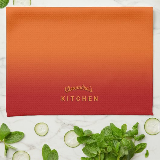 Linge De Cuisine Ombre orange feu (Plié)