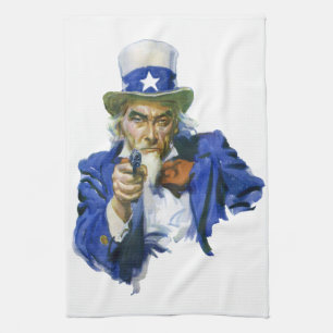 Linge De Cuisine Oncle Sam patriotique vintage avec chapeau à étoil