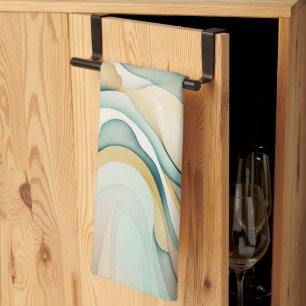 Linge De Cuisine ondes d'aquarelle Abstraites. Mouvement de flux mo