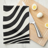 Linge De Cuisine Ondes de style rétro noir et blanc (Quart Plié)