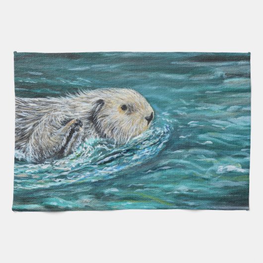 Linge De Cuisine Ooh Goody Lunchtime Sea Otter Peinture (Horizontal)