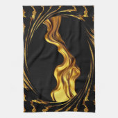 Linge De Cuisine Opulent Swirl Liquid Gold Black Monochrome Design (Vertical)