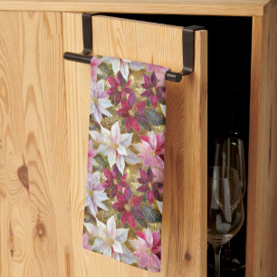 Linge De Cuisine Or Bourgogne Bronze Rose Rouge Blanc Poinsettia