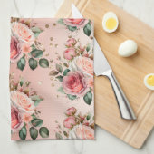 Linge De Cuisine Or Confetti rose Roses Floral (Quart Plié)