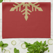 Linge De Cuisine Or de conception de flocon de neige sur le rouge (Plié)