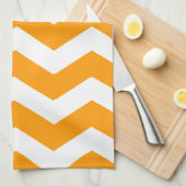 Linge De Cuisine Or et blanc Chevron (Quart Plié)