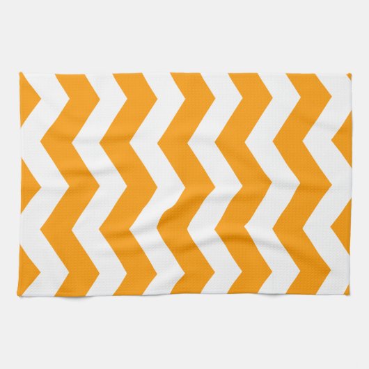 Linge De Cuisine Or et blanc Chevron (Horizontal)