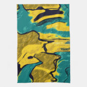 Linge De Cuisine Or et Turquoise Abstrait (Vertical)